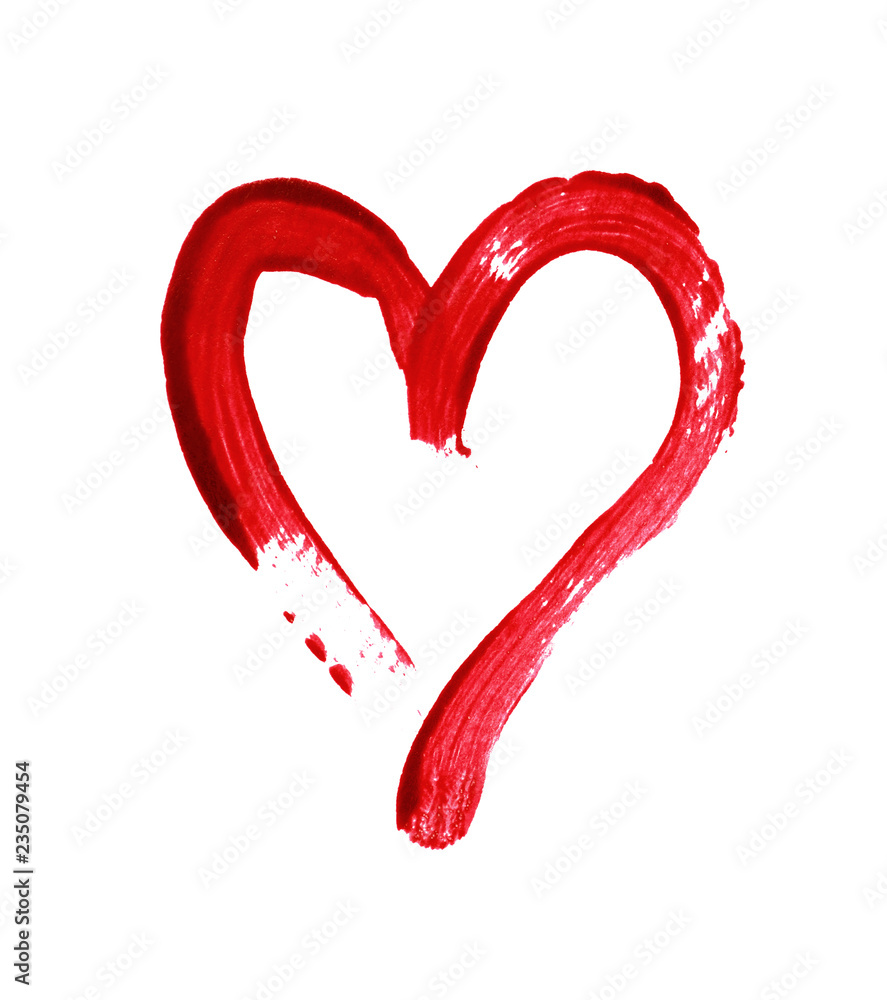 Red heart painted with a brush Red heart painted with a brush