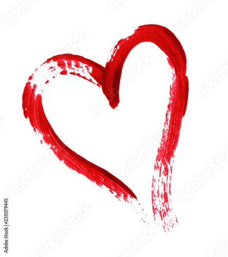 Red heart painted with a brush