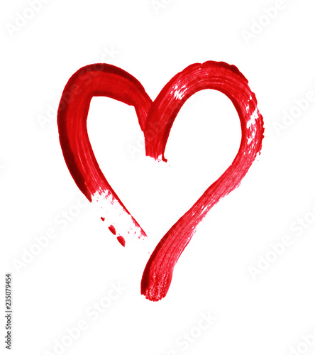Red heart painted with a brush
