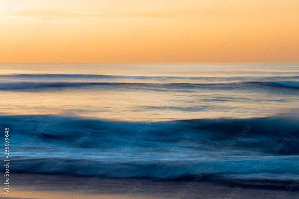Abstract, seascape, long exposure, sunset over the sea