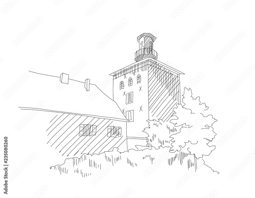 Vector sketch of Lotrscak tower in Zagreb, Croatia Vector sketch of Lotrscak tower in Zagreb, Croatia