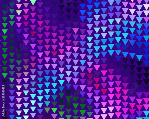Bright dynamic background with wavy lines of circles, dots. Rounds of different scale neon color. Vector illustration.
