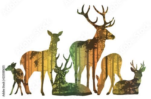herd of deer silhouette