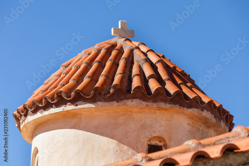 Detail of architecture church in Vathia town, Mani Greece. photo