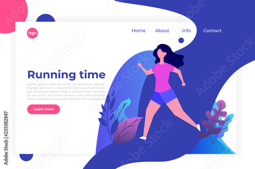 Fitness, Healthy lifestyle landing page template. Losing weight concept. Design for website and mobile website