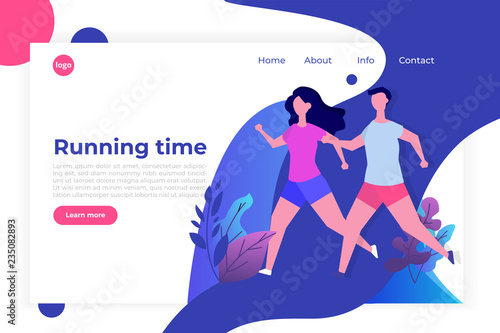 Fitness, Healthy lifestyle landing page template. Losing weight concept. Design for website and mobile website