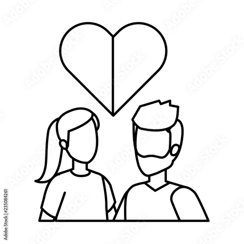 young couple with heart love