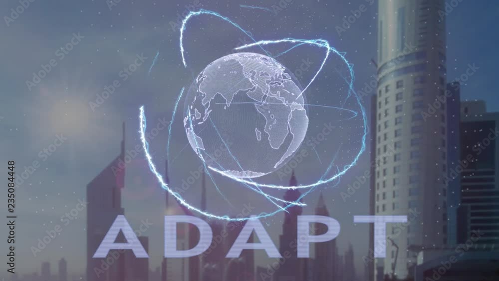 Adapt text with 3d hologram of the planet Earth against the backdrop of ...