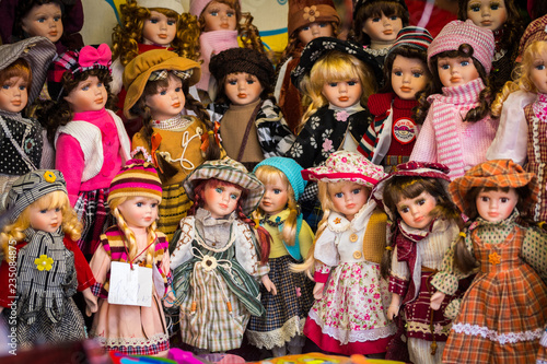 vintage dolls with traditional costumes photo