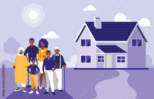 black family members with house