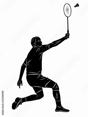 illustration of a badminton player , vector draw © oldok