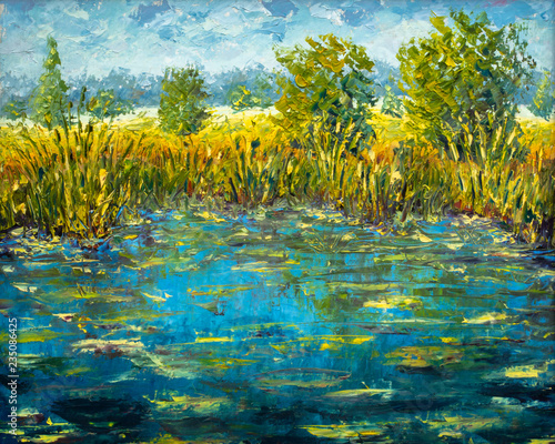 Abstract claude monet pond oil painting impressionism river water modern painting photo