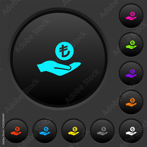 Turkish Lira earnings dark push buttons with color icons