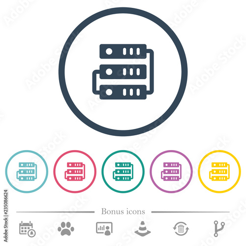 Connected servers flat color icons in round outlines photo