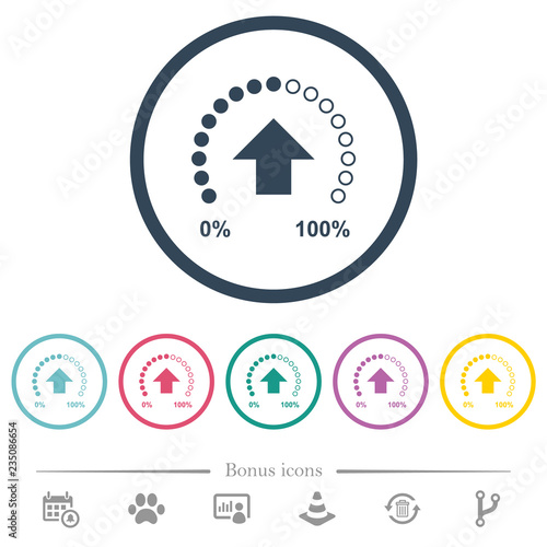 Download in progress flat color icons in round outlines