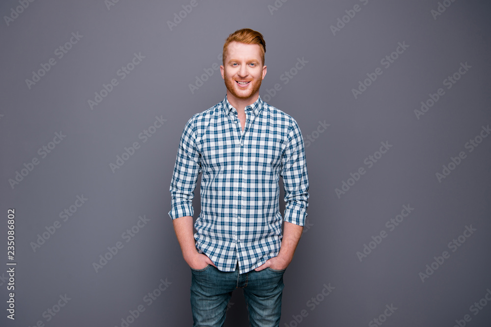 Portrait of nice cheerful cheery handsome attractive trendy man Portrait of nice cheerful cheery handsome attractive trendy man
