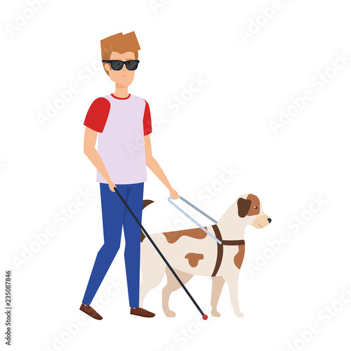 blind man with guide dog