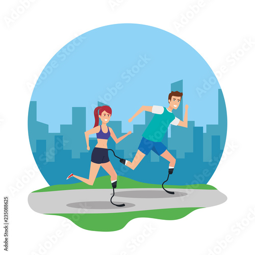 couple with foot prosthesis