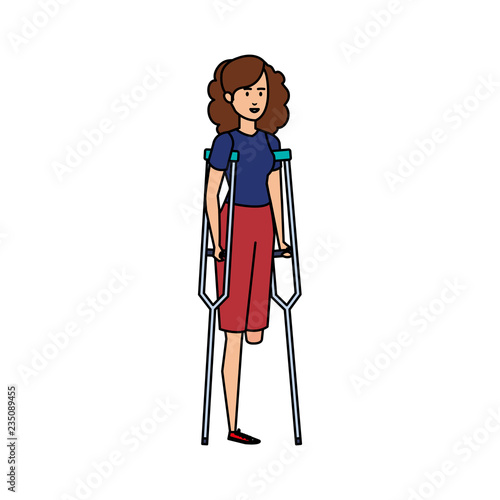woman with crutches character