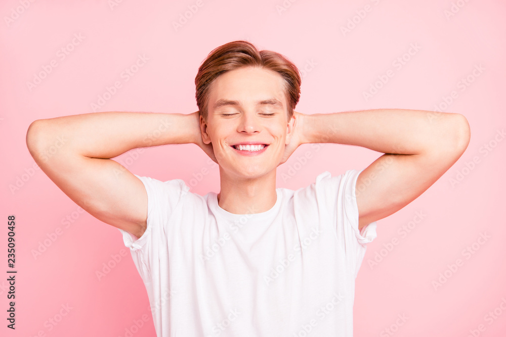 Portrait of nice cute lovely attractive handsome cheerful positi Portrait of nice cute lovely attractive handsome cheerful positi