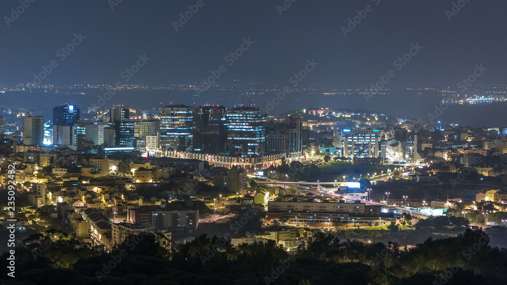 Panoramic View over Lisbon and Almada from a viewpoint in Monsanto timelapse.