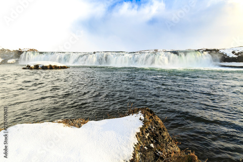 Faxafoss waterfalls along the Golden Circle route in snowy Winter Iceland photo