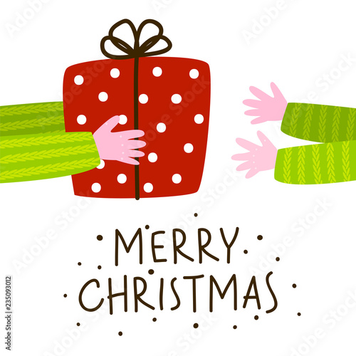 Christmas greeting card with gift giving