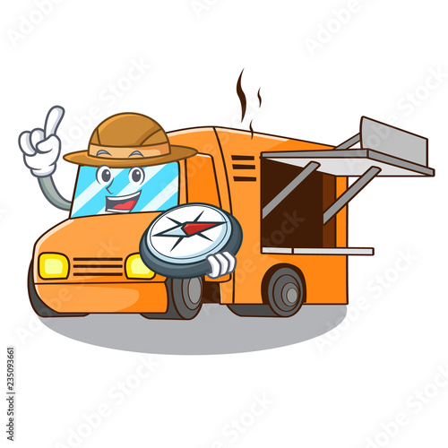 Explorer food truck festival on shape cartoon
