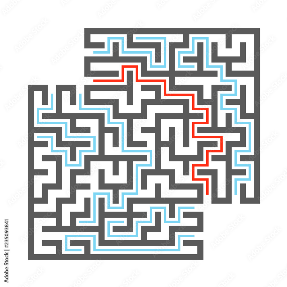 Abstract square maze. Game for kids. Puzzle for children. Labyrinth conundrum. Flat vector illustration. With answer. With place for your image. Find the right path. Abstract square maze. Game for kids. Puzzle for children. Labyrinth conundrum. Flat vector illustration. With answer. With place for your image. Find the right path.