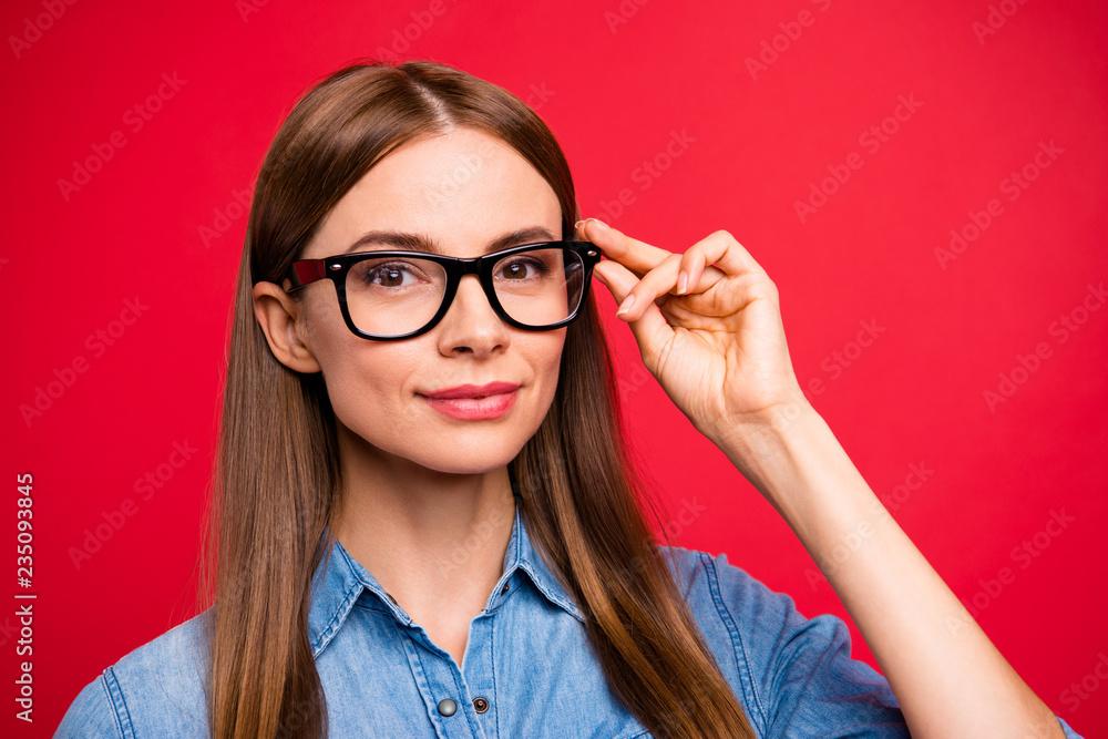 Close-up portrait of nice cute charming adorable magnificent win Close-up portrait of nice cute charming adorable magnificent win