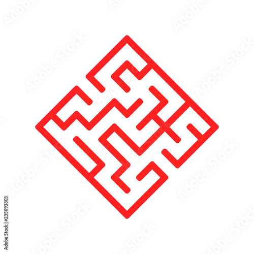 Abstract color labyrinth in the form of a diamond. Game for kids. Puzzle for children. One entrance, one exit. Labyrinth conundrum. Flat vector illustration.