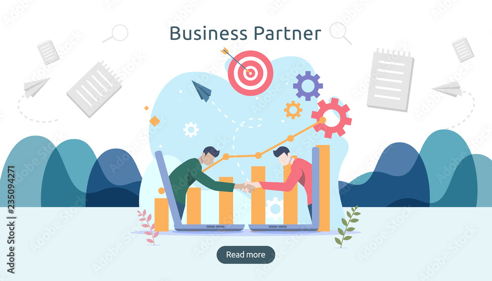 Business partnership relation concept idea with tiny people character ...