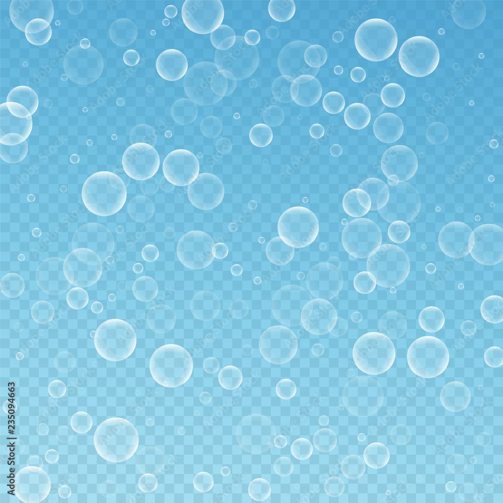Random soap bubbles abstract background. Blowing b