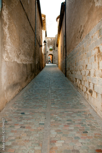 Fototapeta Naklejka Na Ścianę i Meble -  Narrow Cobble Street - Girona - Spain