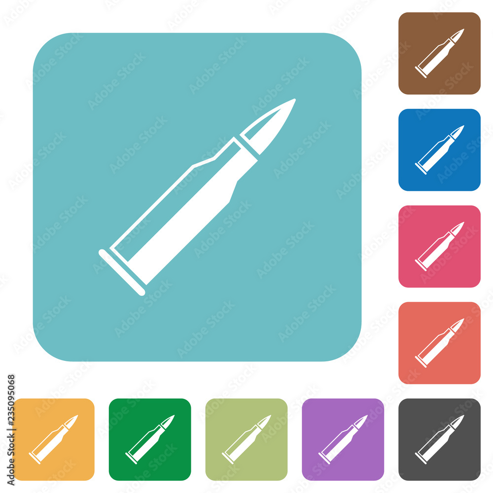 Bullet rifle ammo with gloss rounded square flat icons Bullet rifle ammo with gloss rounded square flat icons