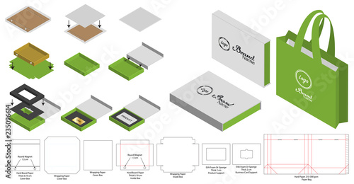 Box packaging die cut template design. 3d mock-up