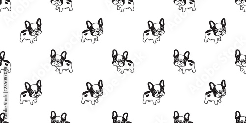 Dog seamless pattern french bulldog vector tile background repeat wallpaper tile scarf isolated illustration black