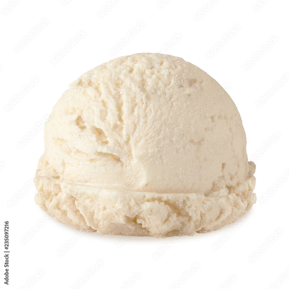 Vanilla ice cream scoop from top view isolated on white background. Stock  Photo | Adobe Stock