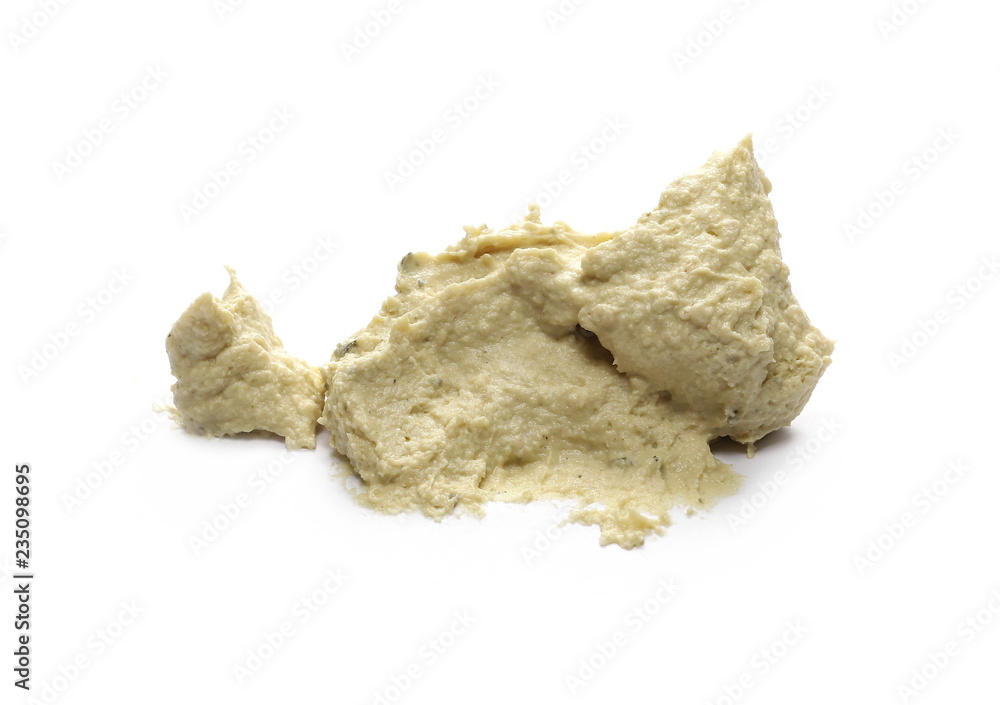 Hummus, chickpea and pumpkin seeds spread, isolated on white background Hummus, chickpea and pumpkin seeds spread, isolated on white background