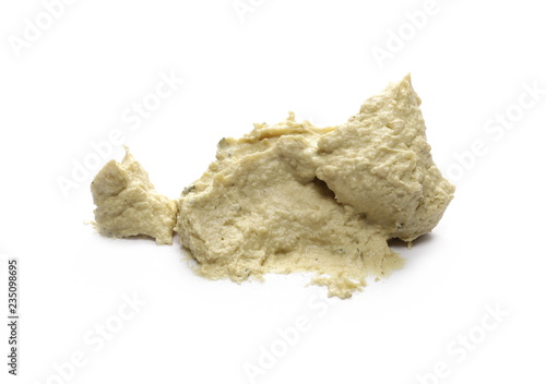 Hummus, chickpea and pumpkin seeds spread, isolated on white background