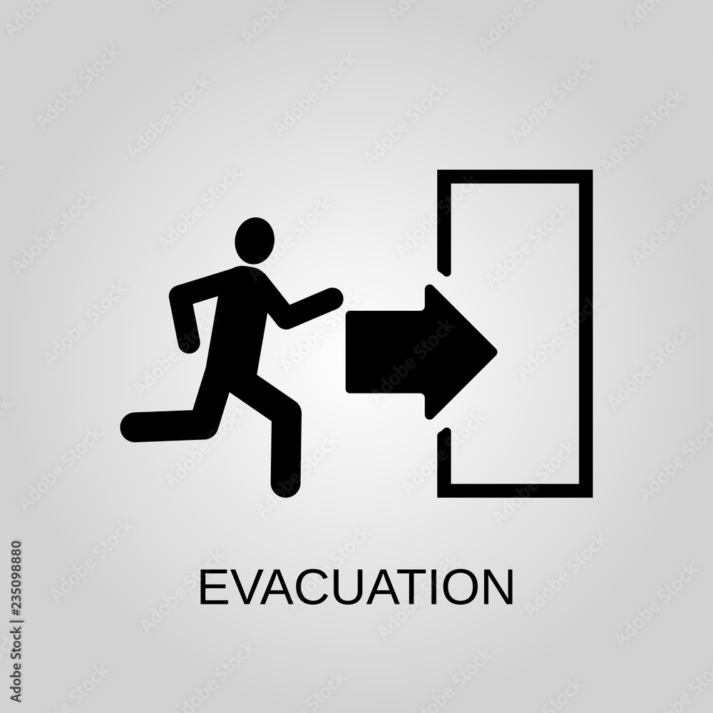 Evacuation icon. Evacuation symbol. Flat design. Stock - Vector illustration.
