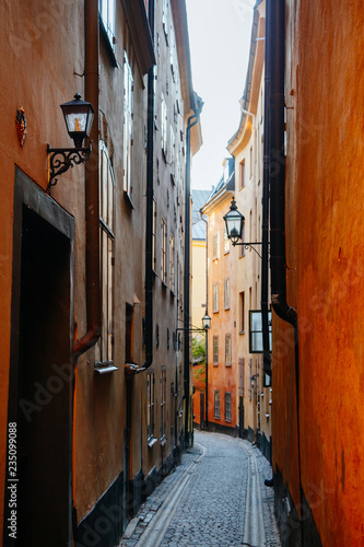 A narrow street in Gamla Stan, Stockholm