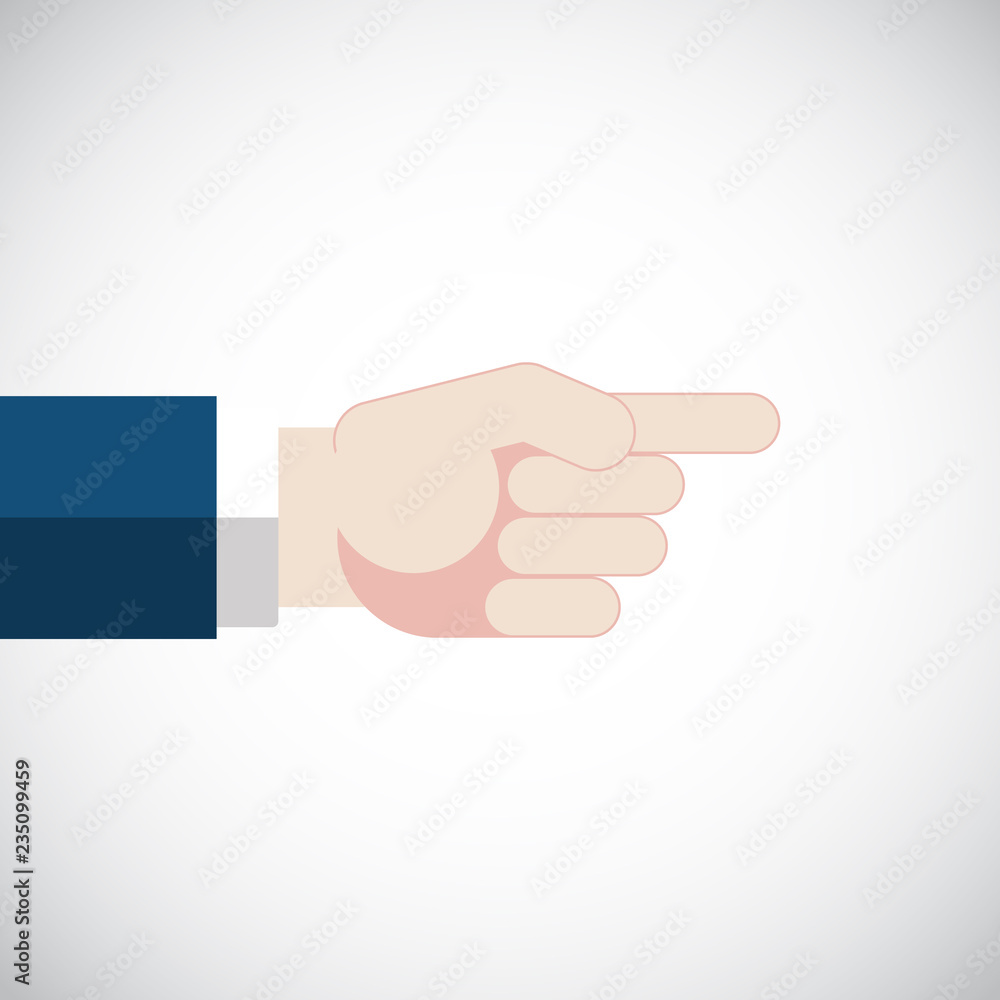 Hand with pointing finger. Vector direction sign