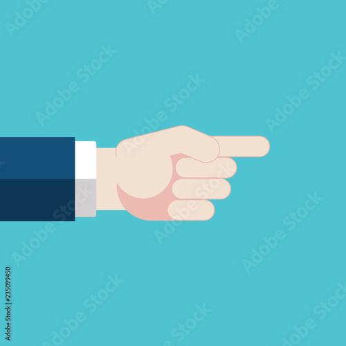 Hand with pointing finger. Vector direction sign