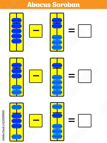 Abacus Soroban kids learn numbers with abacus, math worksheet for children Vector Illustration