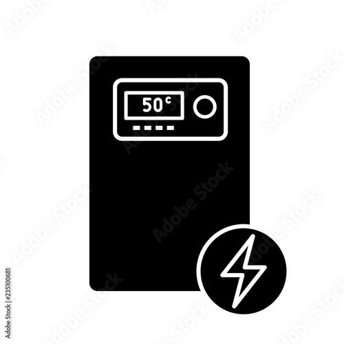 Electric heating boiler glyph icon