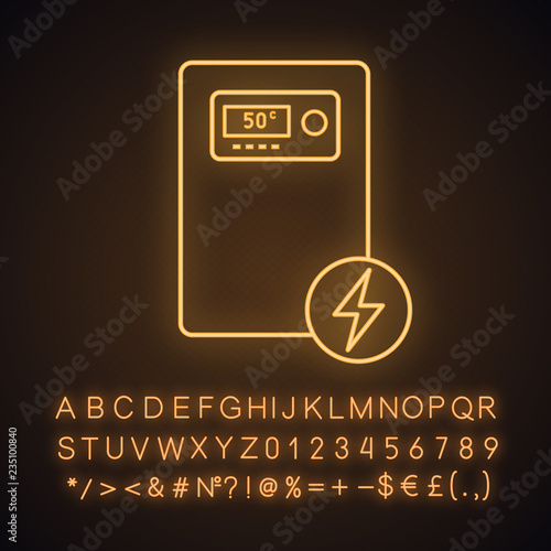 Electric heating boiler neon light icon