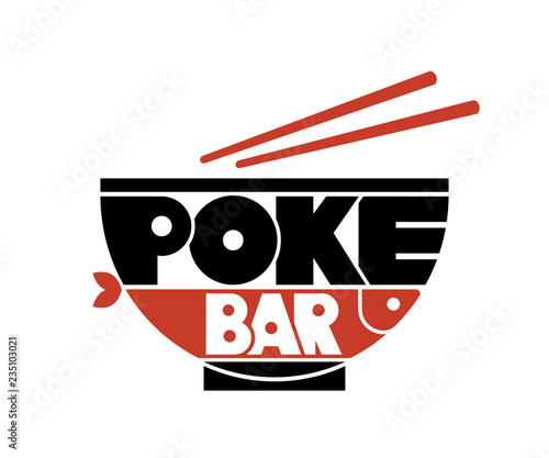 Poke Bar Hawaiian Cuisine Restaurant Healthy Food Fish Menu Logo Lettering