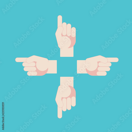Hand with pointing finger. Vector direction sign