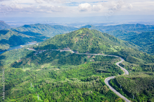 snake road freeway no.12 connecting the city on the green mountain peak in Thailand